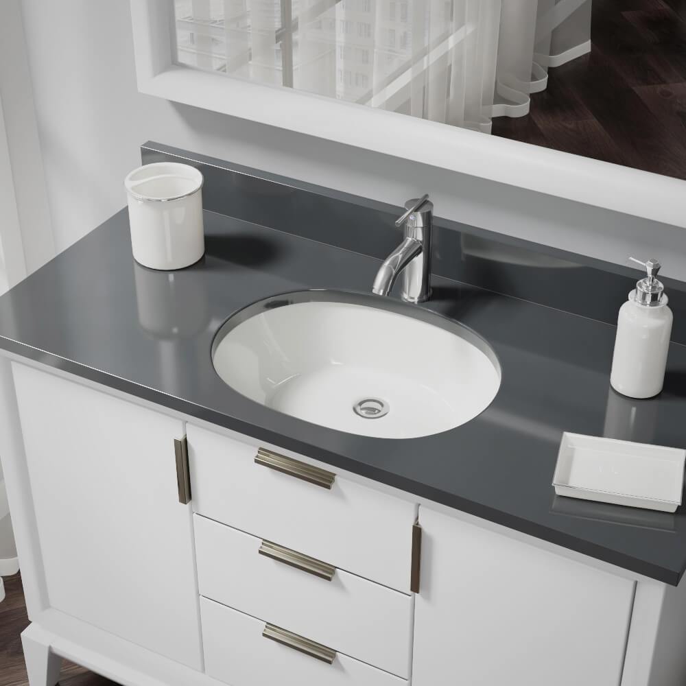 Alternate Image for Rene 22" Oval Porcelain Bathroom Sink, Biscuit, R2-1005-B-PUD-C