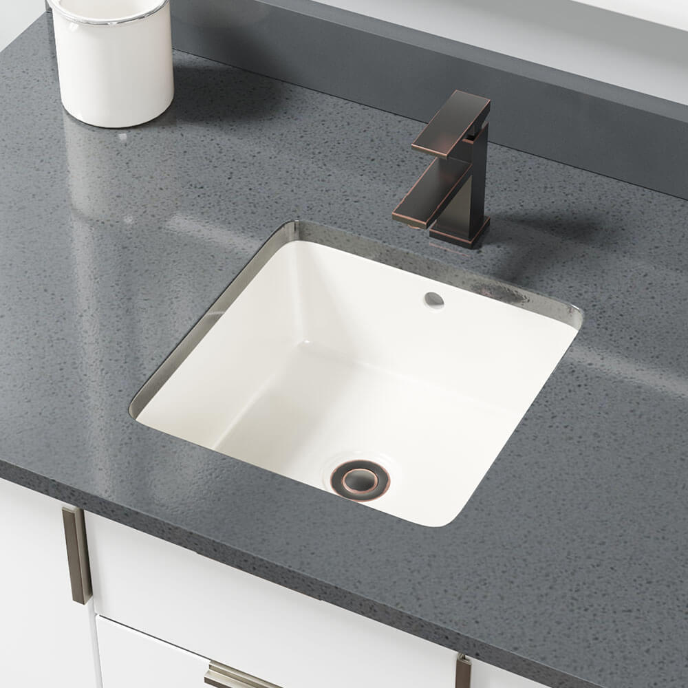 Alternate Image for Rene 16" Square Porcelain Bathroom Sink, Biscuit, R2-1006-B-PUD-ABR