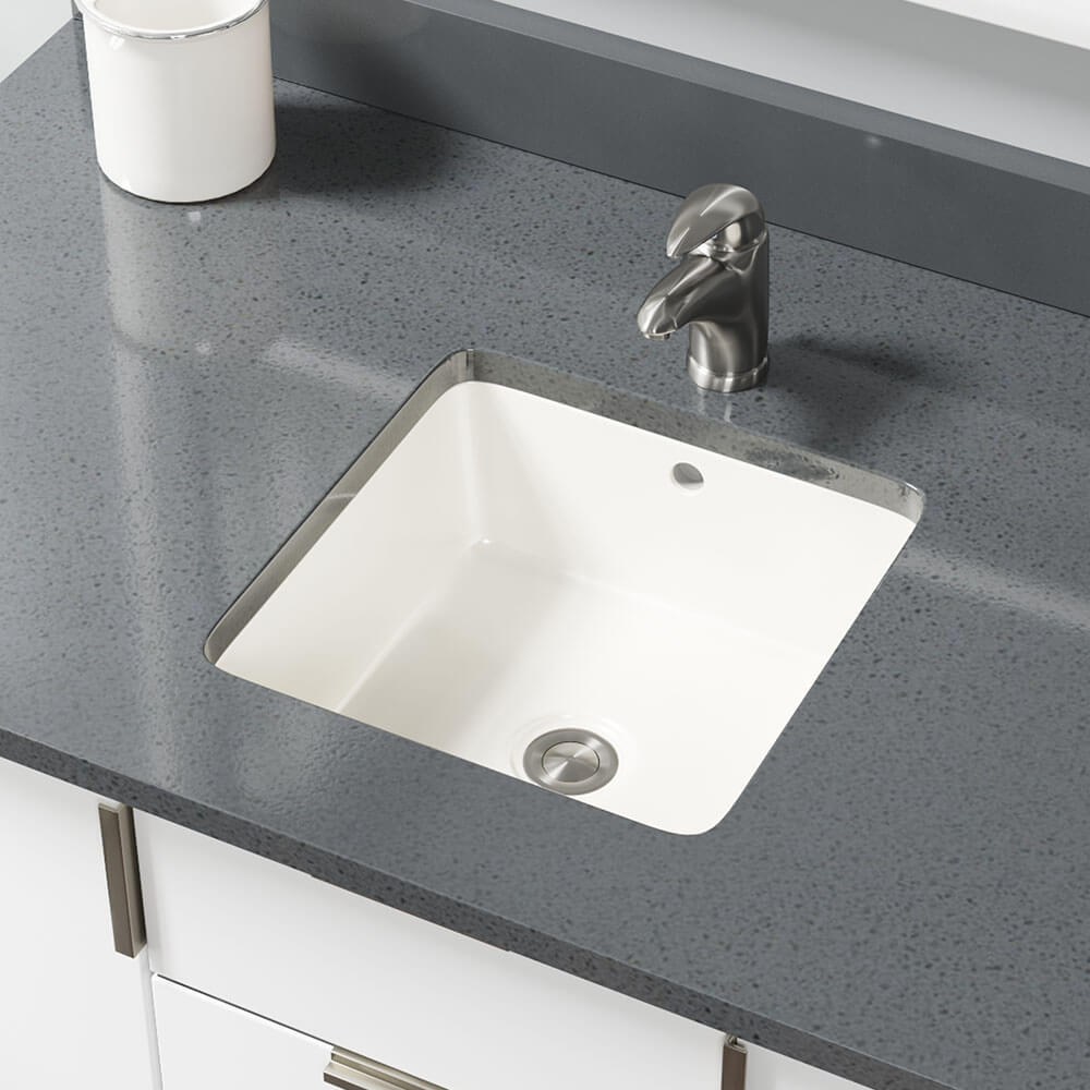 Alternate Image for Rene 16" Square Porcelain Bathroom Sink, Biscuit, R2-1006-B-PUD-BN
