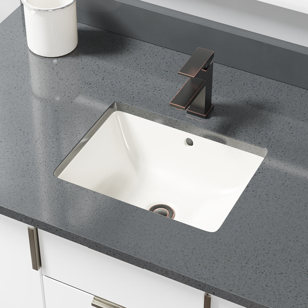 Alternate Image for Rene 18" Rectangle Porcelain Bathroom Sink, Biscuit, R2-1007-B-PUD-ABR