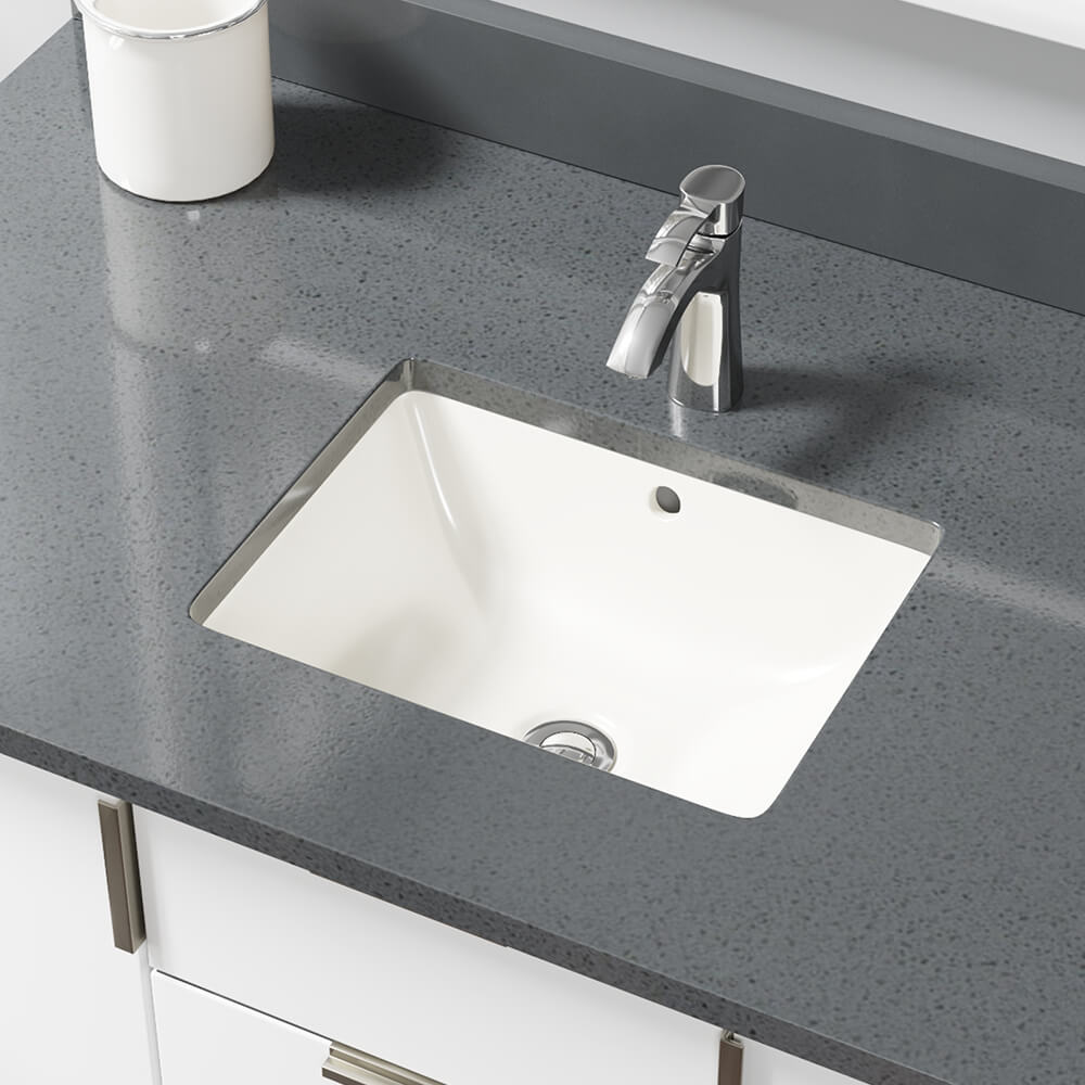 Alternate Image for Rene 18" Rectangle Porcelain Bathroom Sink, Biscuit, R2-1007-B-PUD-C
