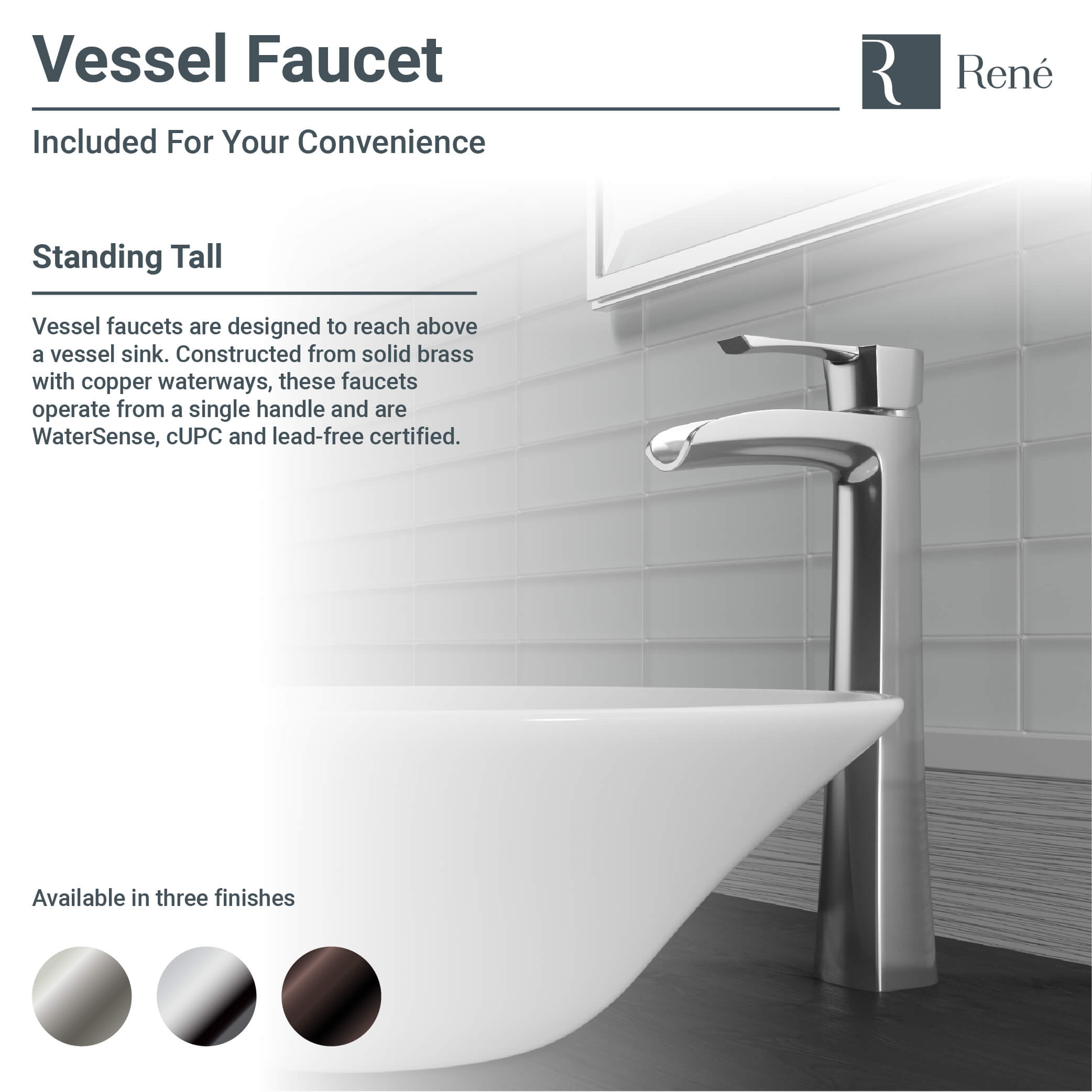 Alternate Image for Rene 17" Round Porcelain Bathroom Sink, Biscuit, with Faucet, R2-5011-B-R9-7007-C
