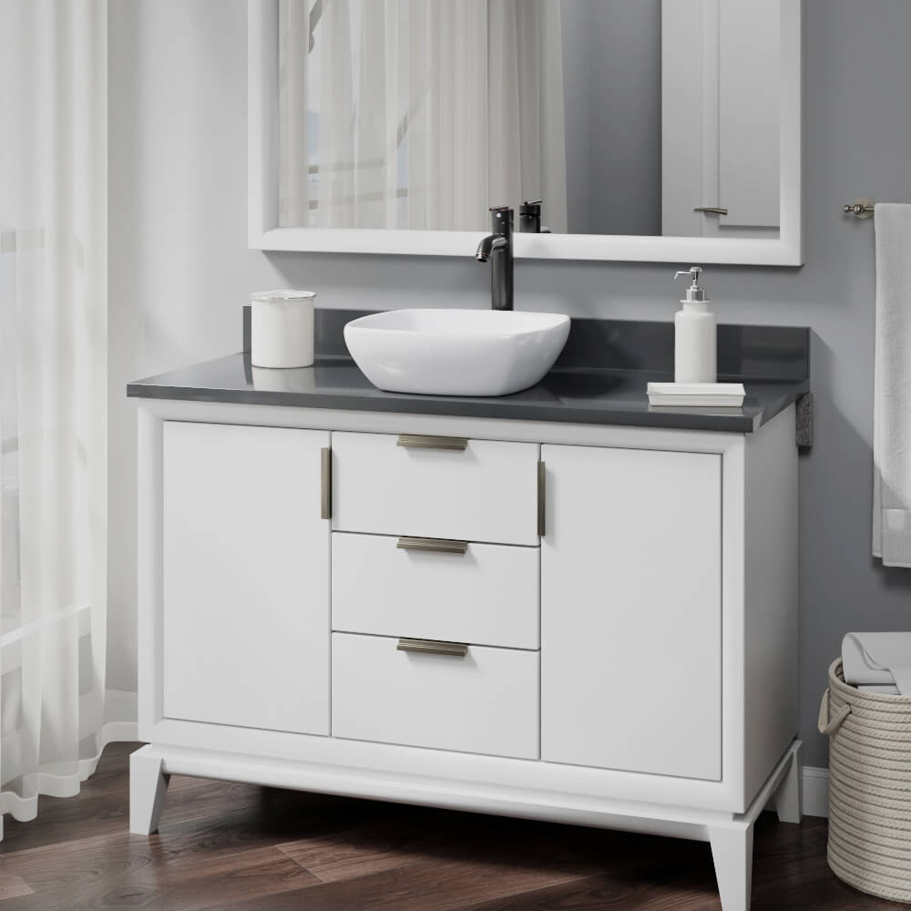 Alternate Image for Rene 17" Round Porcelain Bathroom Sink, White, with Faucet, R2-5011-W-R9-7001-ABR