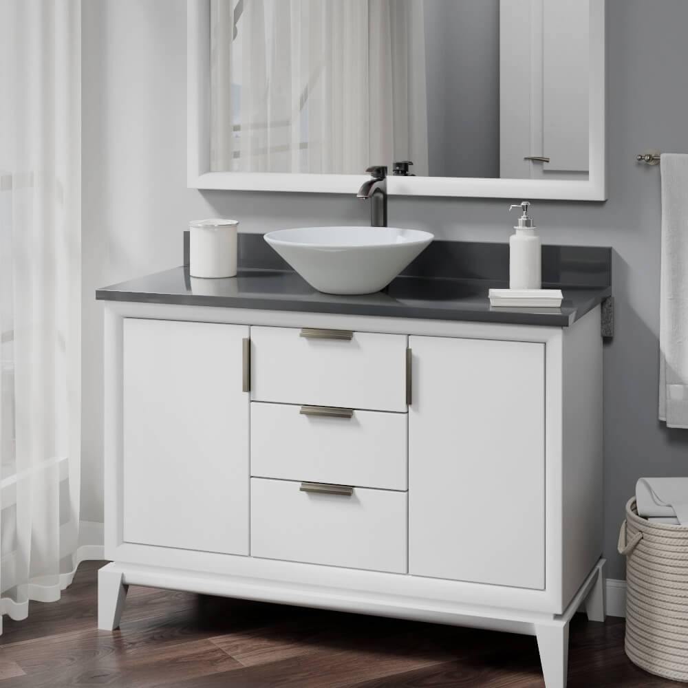 Alternate Image for Rene 17" Round Porcelain Bathroom Sink, White, with Faucet, R2-5015-W-R9-7006-ABR