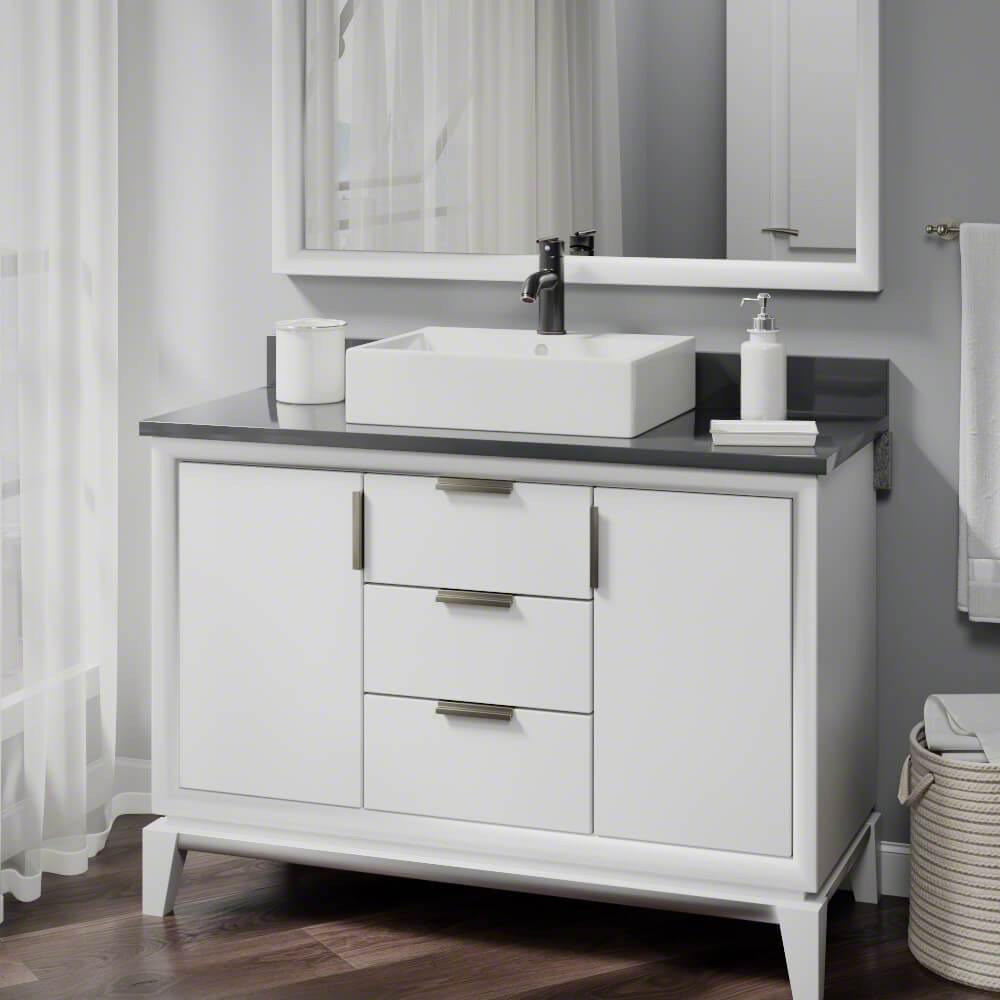 Alternate Image for Rene 21" Rectangle Porcelain Bathroom Sink, Biscuit, with Faucet, R2-5018-B-R9-7009-ABR