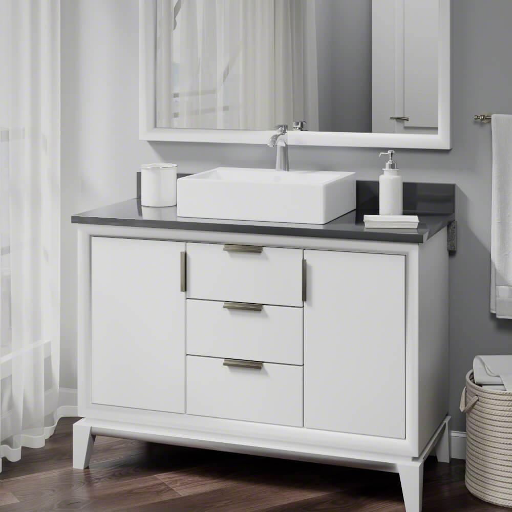 Alternate Image for Rene 21" Rectangle Porcelain Bathroom Sink, White, with Faucet, R2-5018-W-R9-7005-C