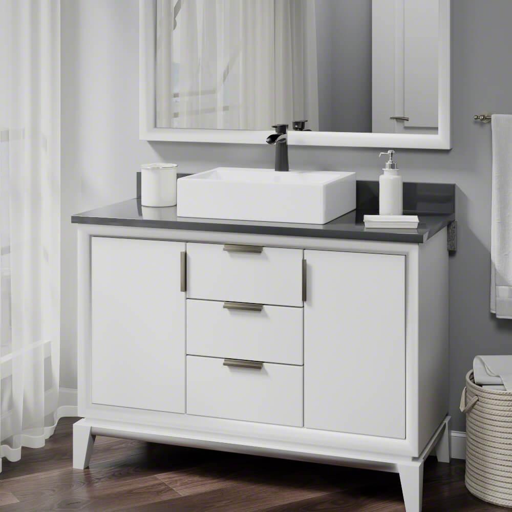 Alternate Image for Rene 21" Rectangle Porcelain Bathroom Sink, White, with Faucet, R2-5018-W-R9-7008-ABR