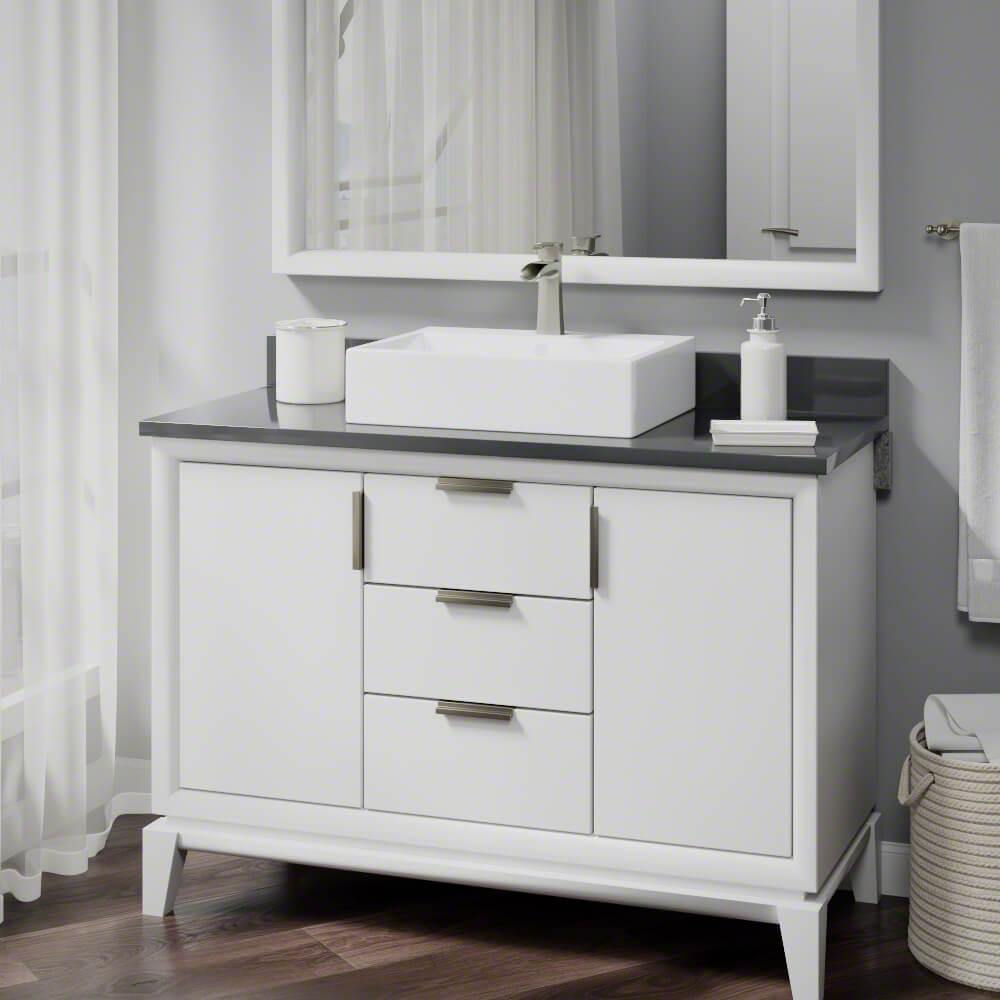 Alternate Image for Rene 21" Rectangle Porcelain Bathroom Sink, White, with Faucet, R2-5018-W-R9-7008-BN