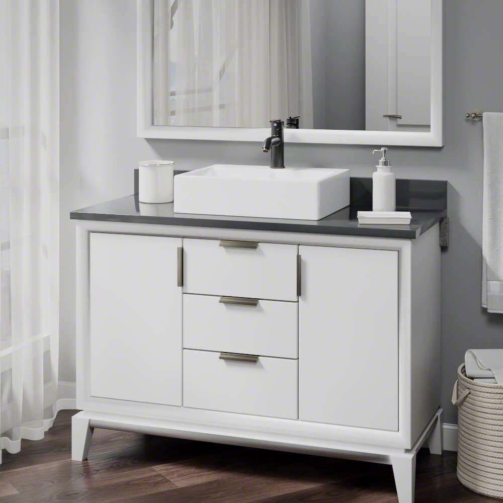 Alternate Image for Rene 21" Rectangle Porcelain Bathroom Sink, White, with Faucet, R2-5018-W-R9-7009-ABR