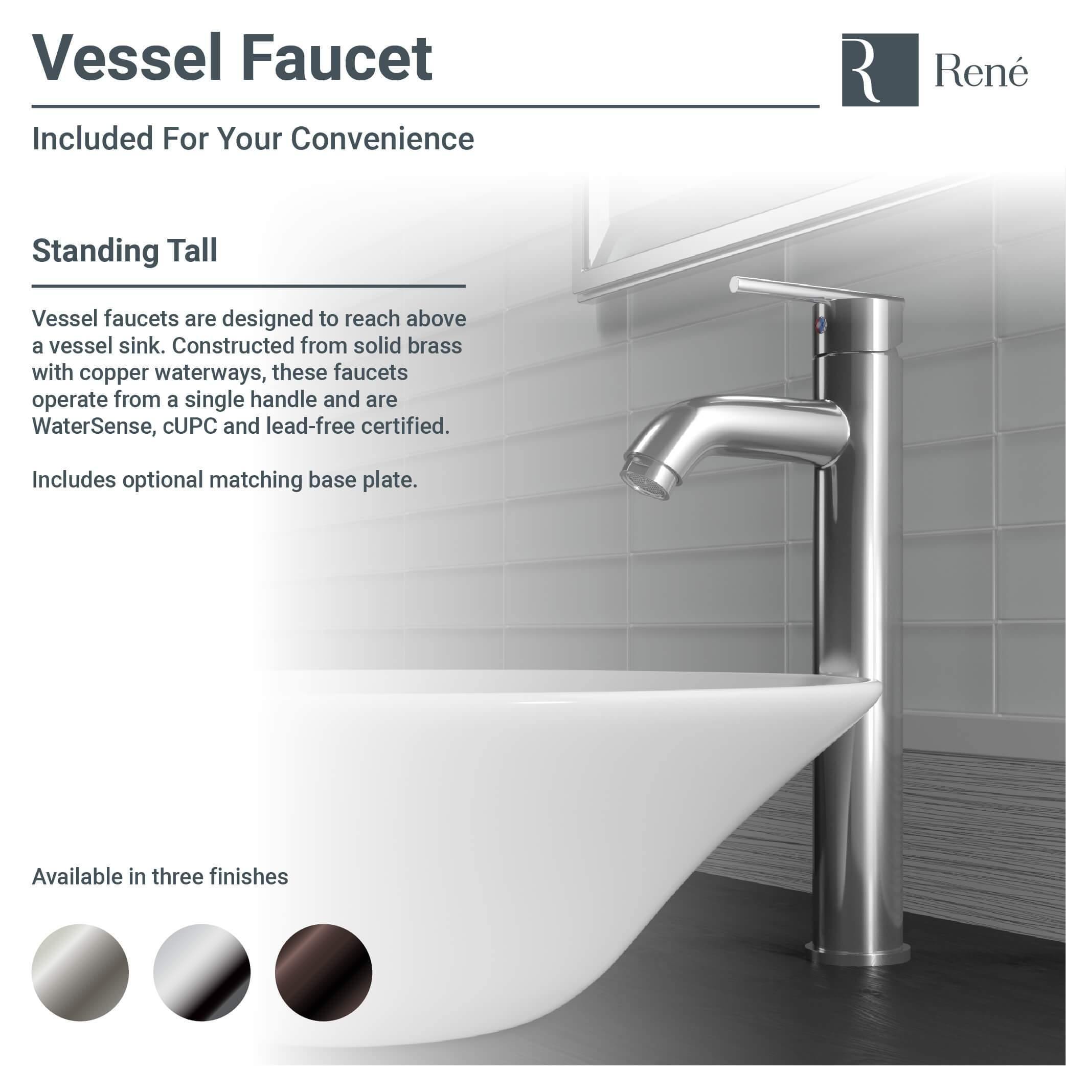 Alternate Image for Rene 16" Round Porcelain Bathroom Sink, Biscuit, with Faucet, R2-5031-B-R9-7001-C