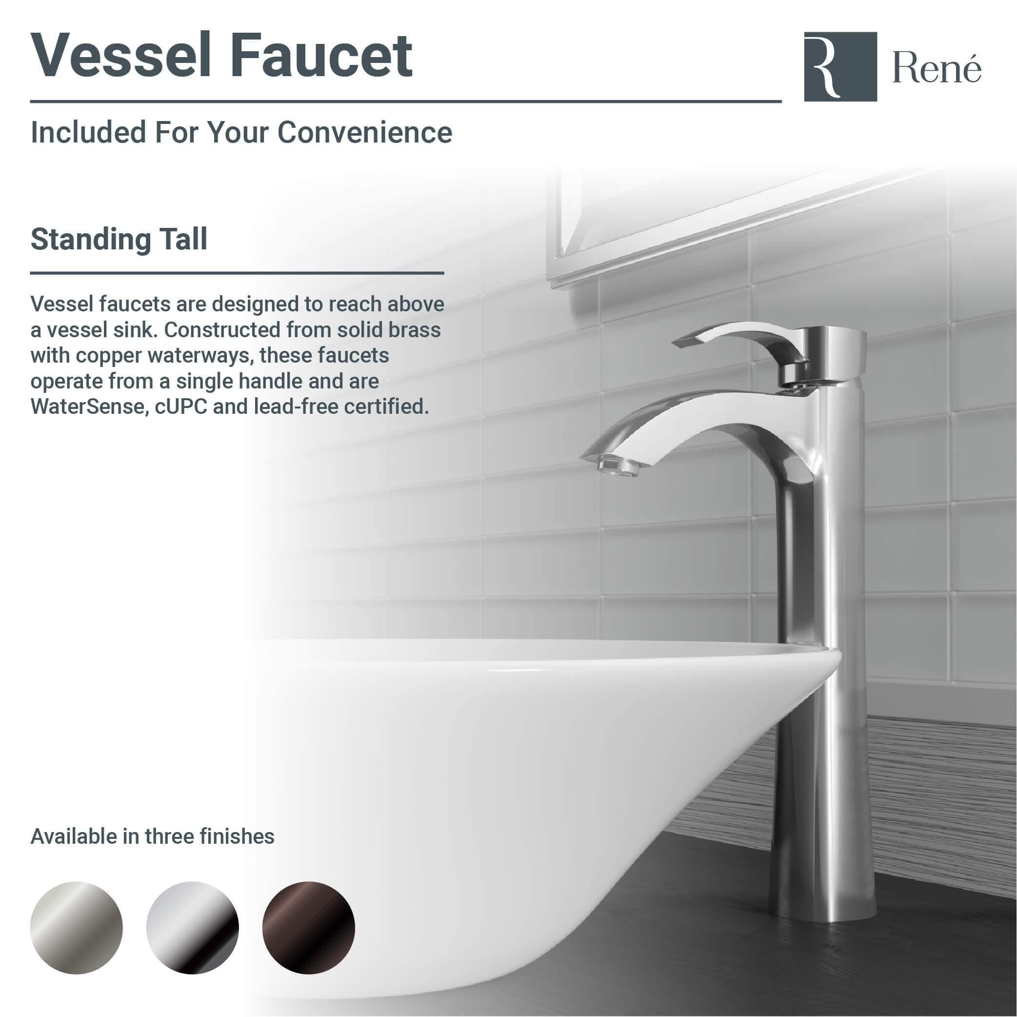 Alternate Image for Rene 16" Round Porcelain Bathroom Sink, Biscuit, with Faucet, R2-5031-B-R9-7006-BN