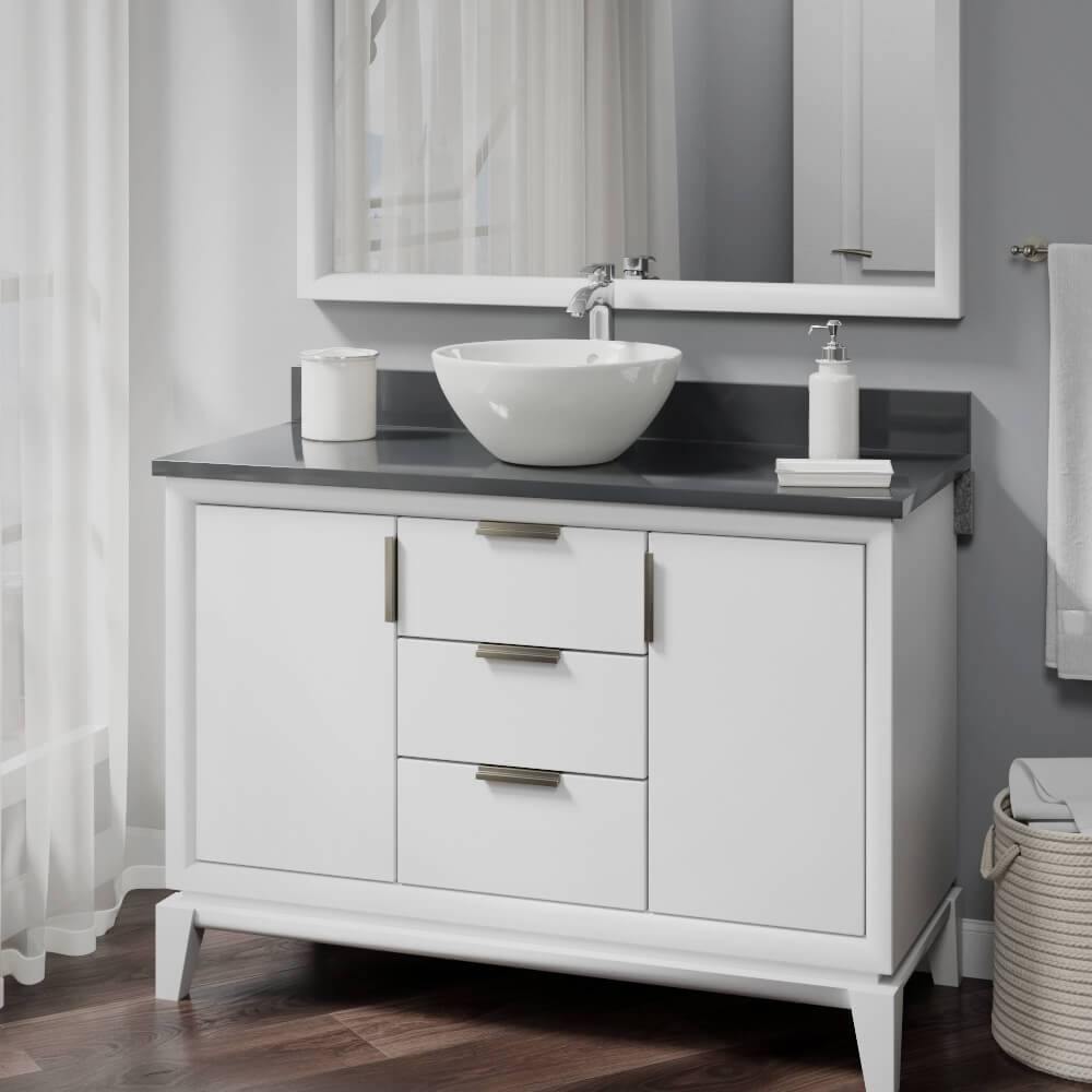 Alternate Image for Rene 16" Round Porcelain Bathroom Sink, Biscuit, with Faucet, R2-5031-B-R9-7006-C