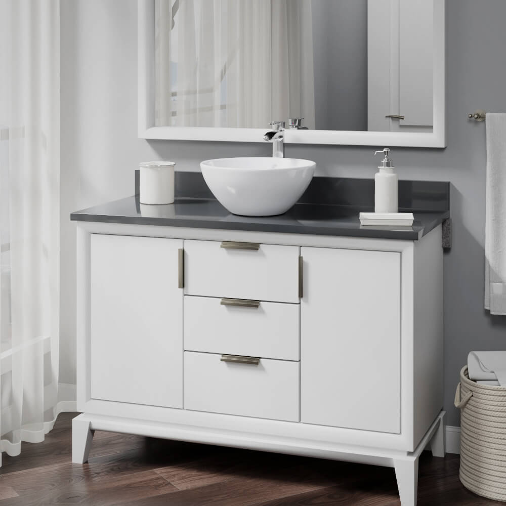 Alternate Image for Rene 16" Round Porcelain Bathroom Sink, White, with Faucet, R2-5031-W-R9-7007-C