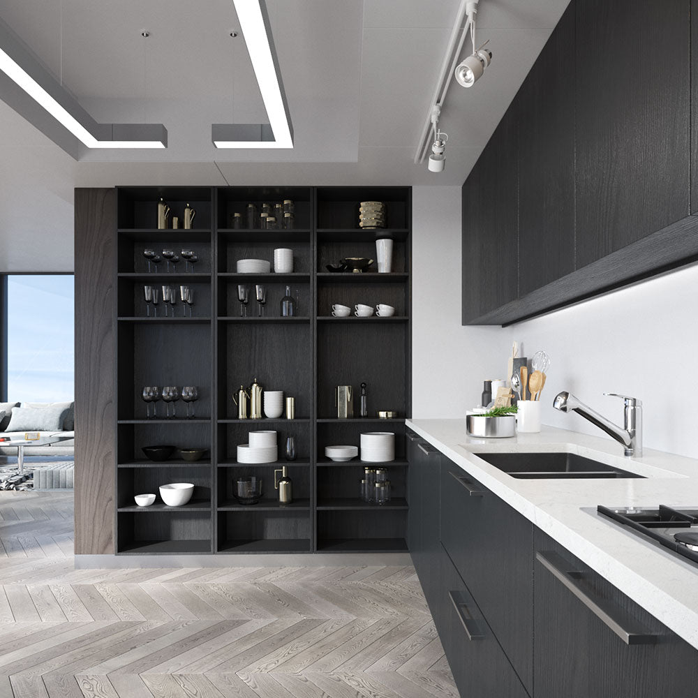 Alternate Image for Rene 33" Composite Granite Kitchen Sink, 50/50 Double Bowl, Carbon, R3-1002-CAR-ST-CGF