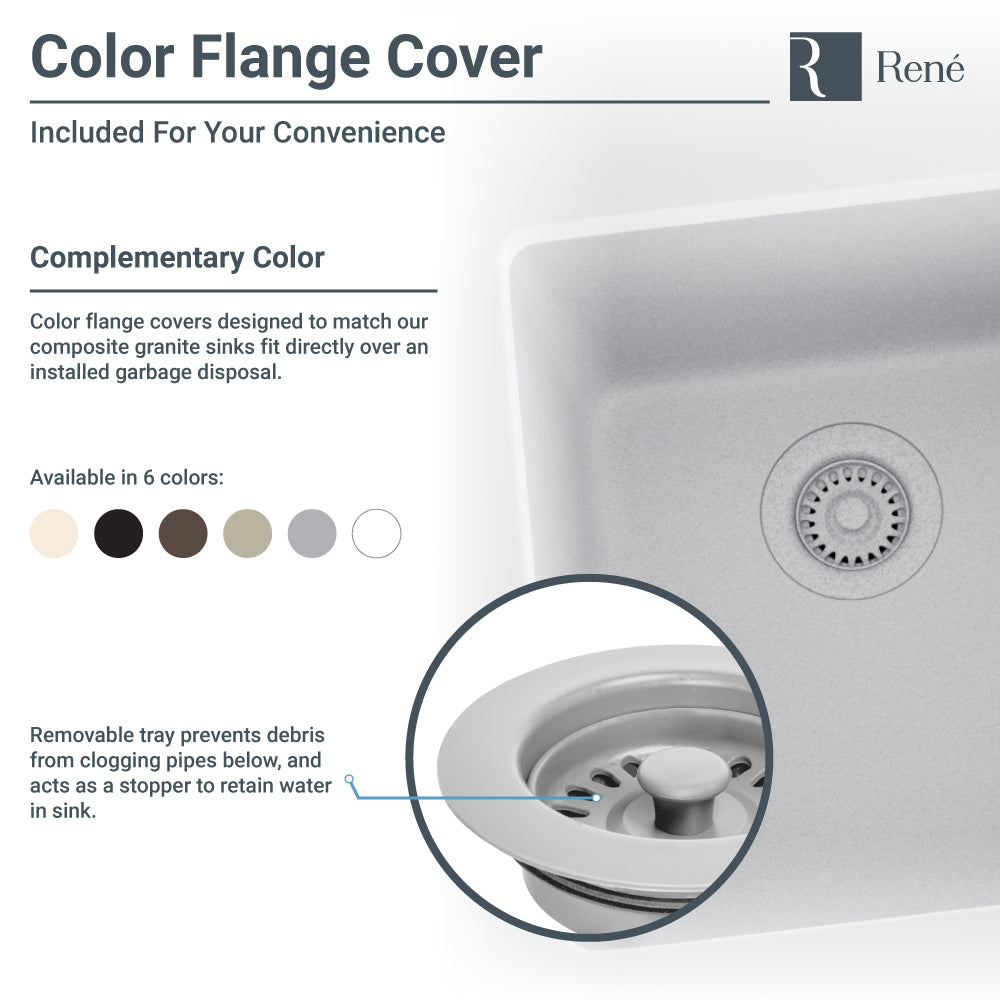 Alternate Image for Rene 18" Composite Granite Kitchen Sink, Ecru, R3-1003-ECR-ST-CGF