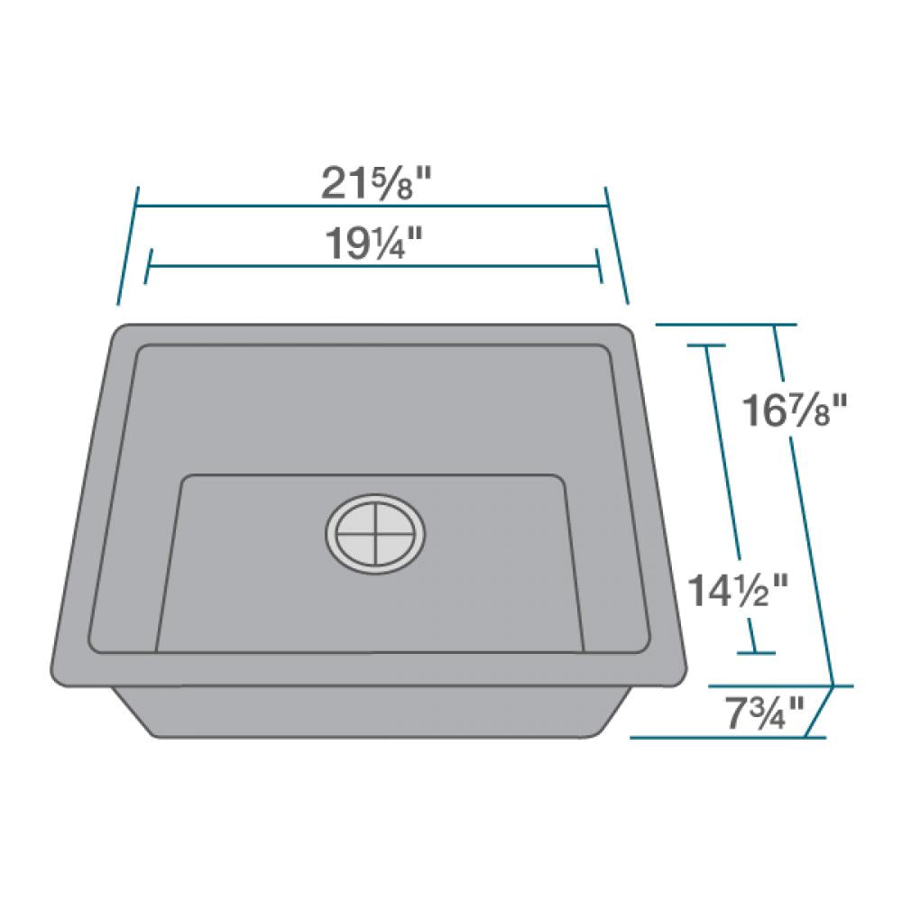 Alternate Image for Rene 22" Composite Granite Kitchen Sink, Pewter, R3-1004-PWT-ST-CGS
