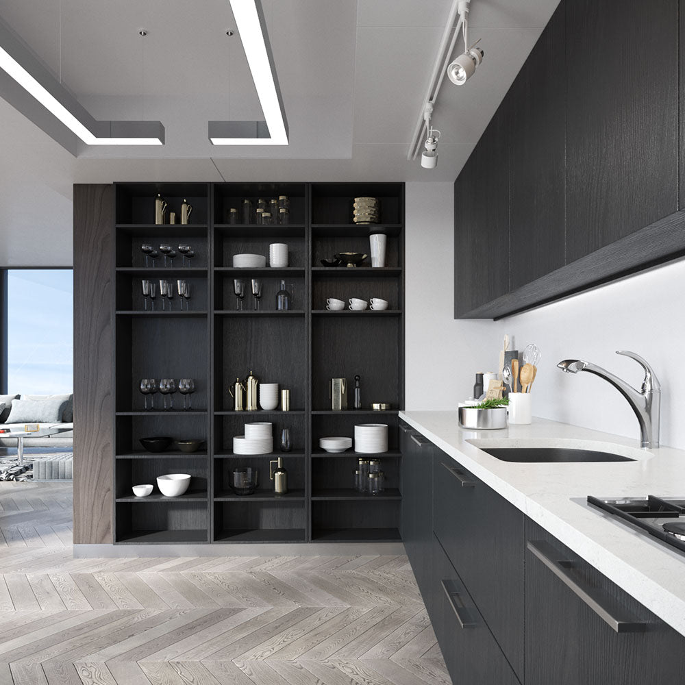 Alternate Image for Rene 25" Composite Granite Kitchen Sink, Carbon, R3-1005-CAR-ST-CGF