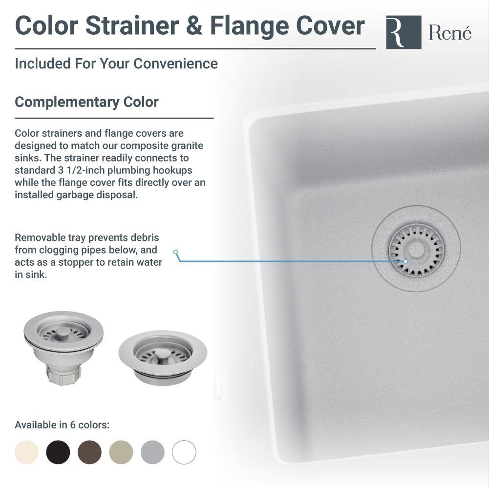 Alternate Image for Rene 33" Composite Granite Kitchen Sink, 60/40 Double Bowl, Concrete, R3-2001-CON-ST-CGF
