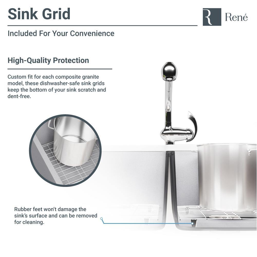 Alternate Image for Rene 33" Composite Granite Kitchen Sink, 60/40 Double Bowl, Pewter, R3-2001-PWT-ST-CGF