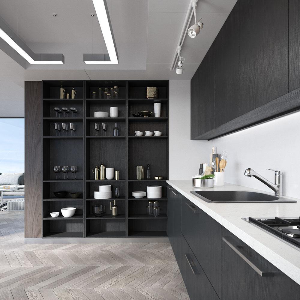 Alternate Image for Rene 25" Composite Granite Kitchen Sink, Carbon, R3-2005-CAR-ST-CGF