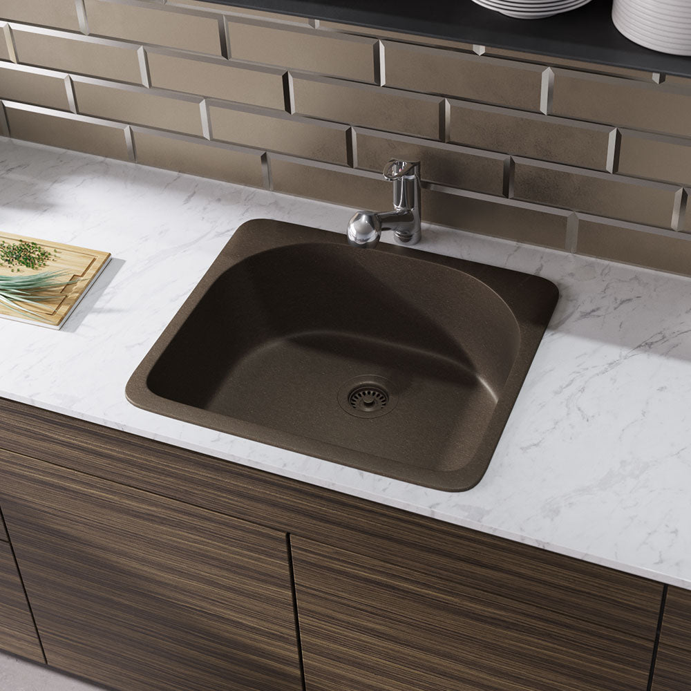 Alternate Image for Rene 25" Composite Granite Kitchen Sink, Umber, R3-2005-UMB-ST-CGS