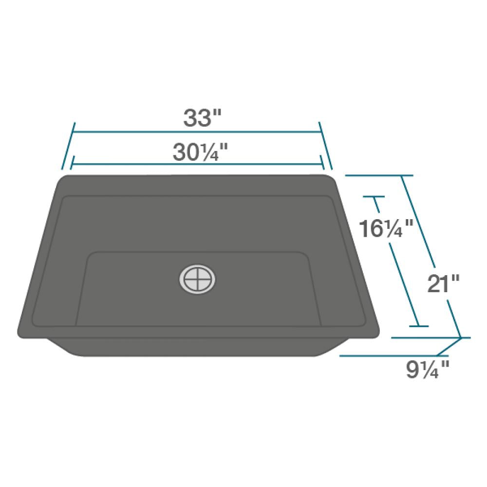 Alternate Image for Rene 33" Composite Granite Kitchen Sink, Carbon, R3-2006-CAR-ST-CGF