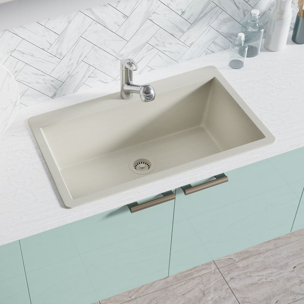 Alternate Image for Rene 33" Composite Granite Kitchen Sink, Concrete, R3-2006-CON-ST-CGF