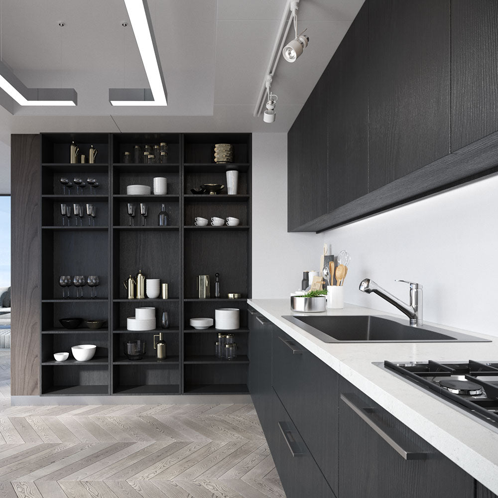 Alternate Image for Rene 33" Composite Granite Kitchen Sink, 50/50 Double Bowl, Carbon, R3-2007-CAR-ST-CGS