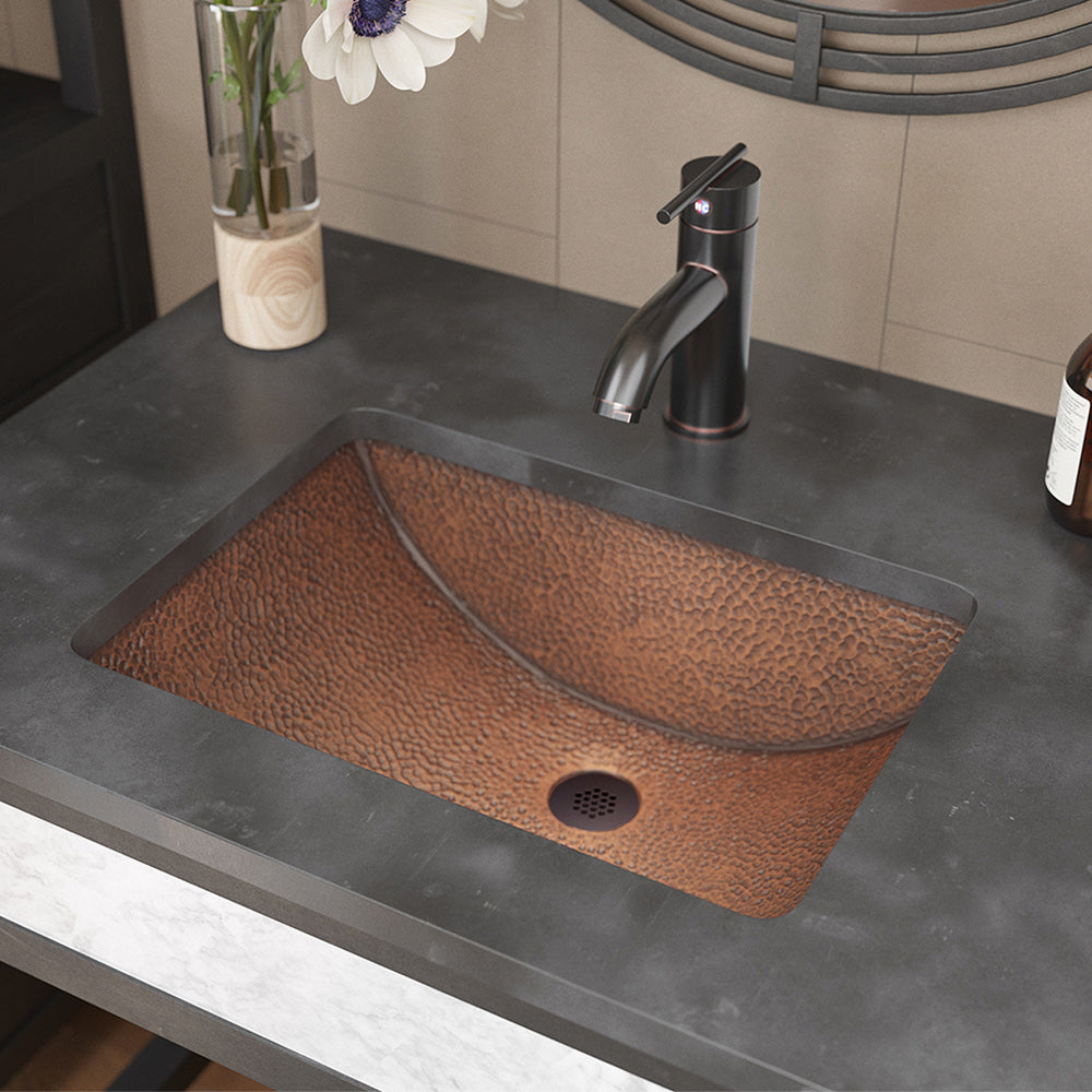 Alternate Image for Rene 21" Rectangular Copper Bathroom Sink, R4-1006-GD-ORB