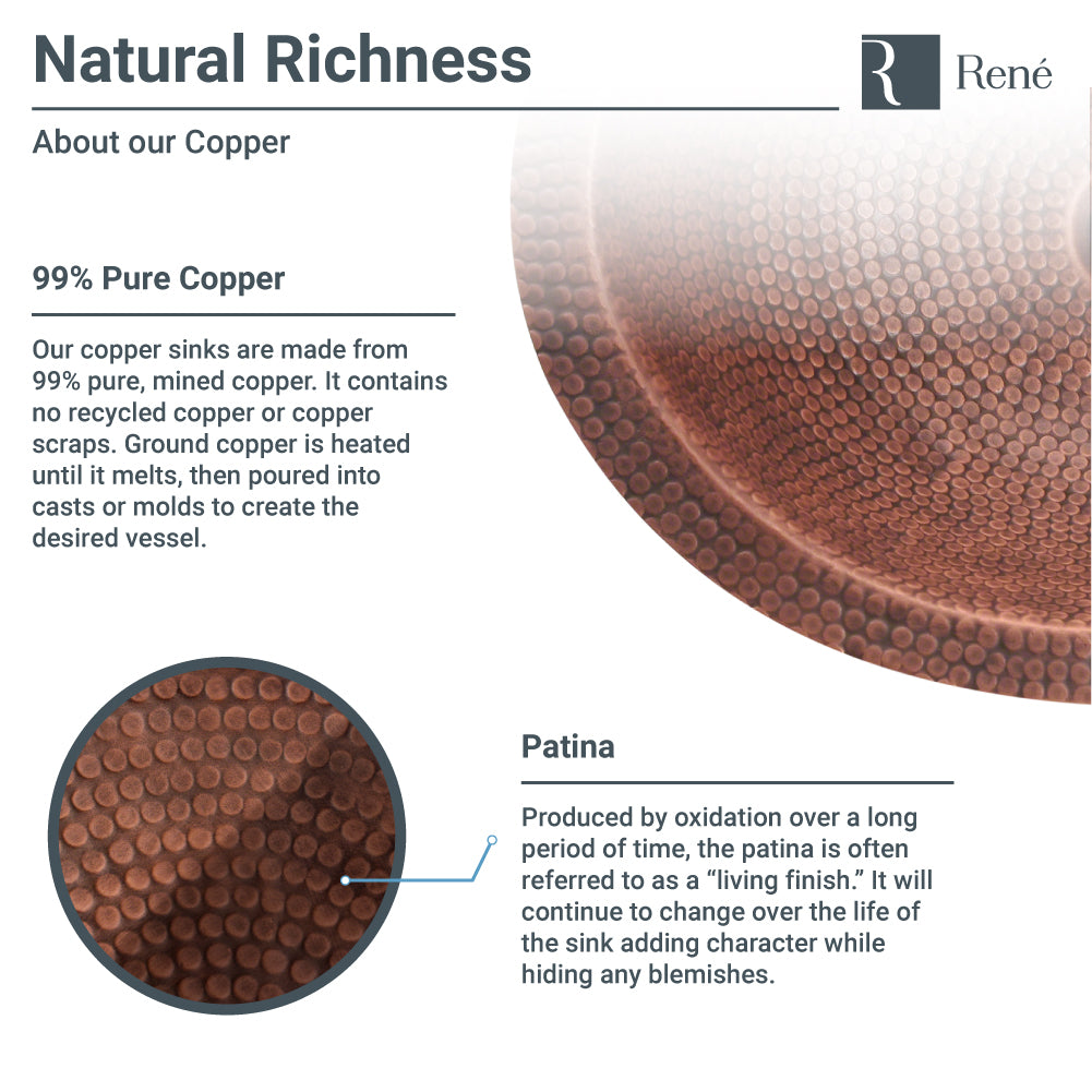 Alternate Image for Rene 19" Oval Copper Bathroom Sink, R4-4002-GD-ABR