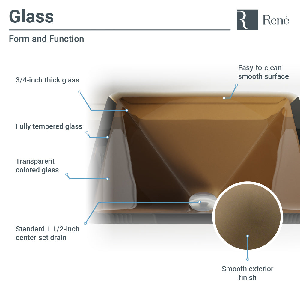 Alternate Image for Rene 17" Square Glass Bathroom Sink, Cashmere, with Faucet, R5-5003-CAS-R9-7006-C