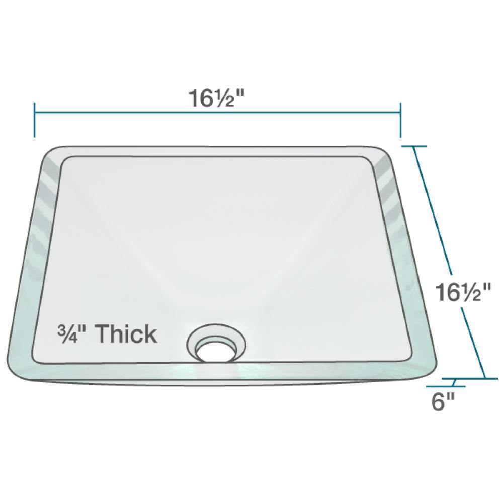 Alternate Image for Rene 17" Square Glass Bathroom Sink, Crystal, with Faucet, R5-5003-CRY-R9-7007-C