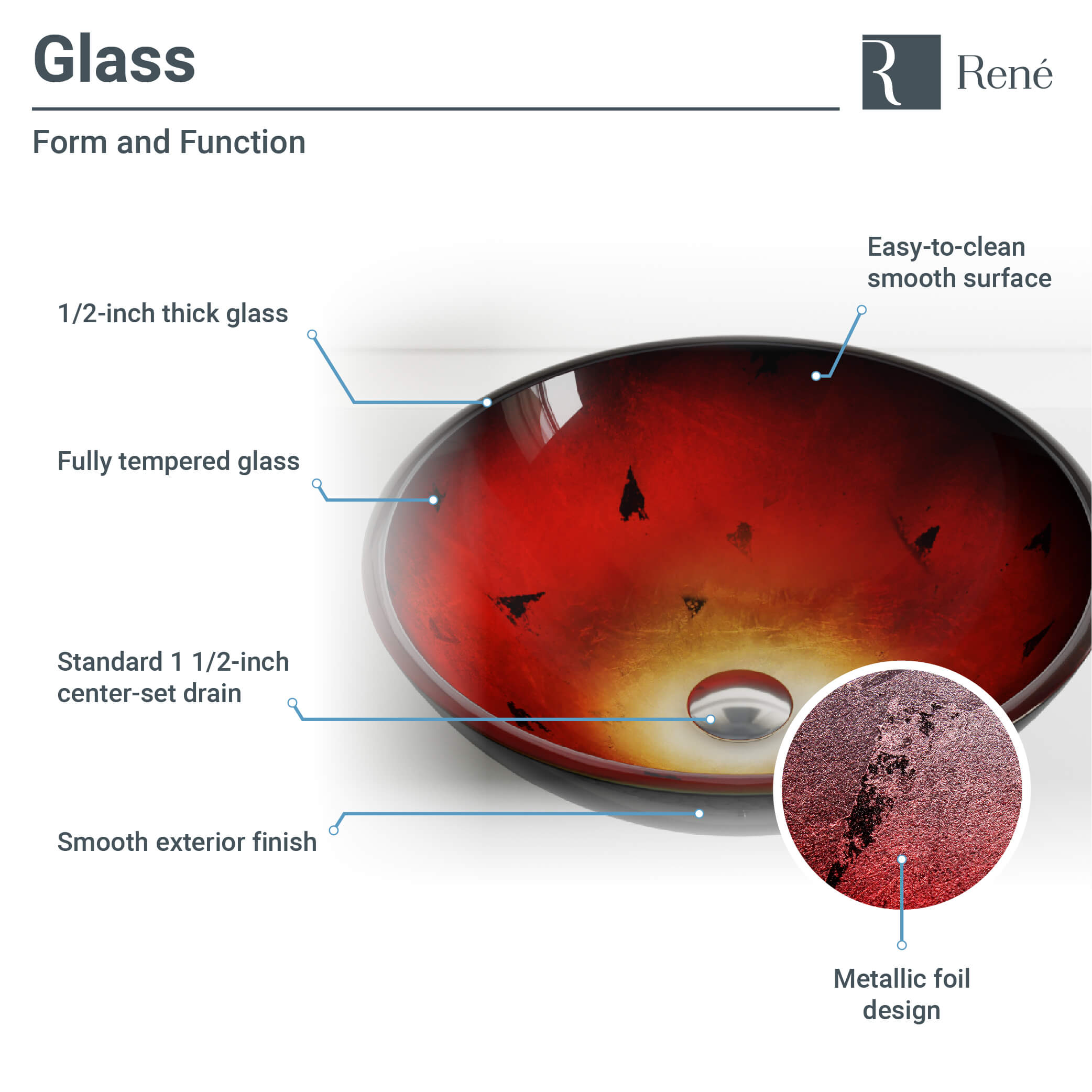 Alternate Image for Rene 17" Round Glass Bathroom Sink, Gradient Red, with Faucet, R5-5007-R9-7006-C