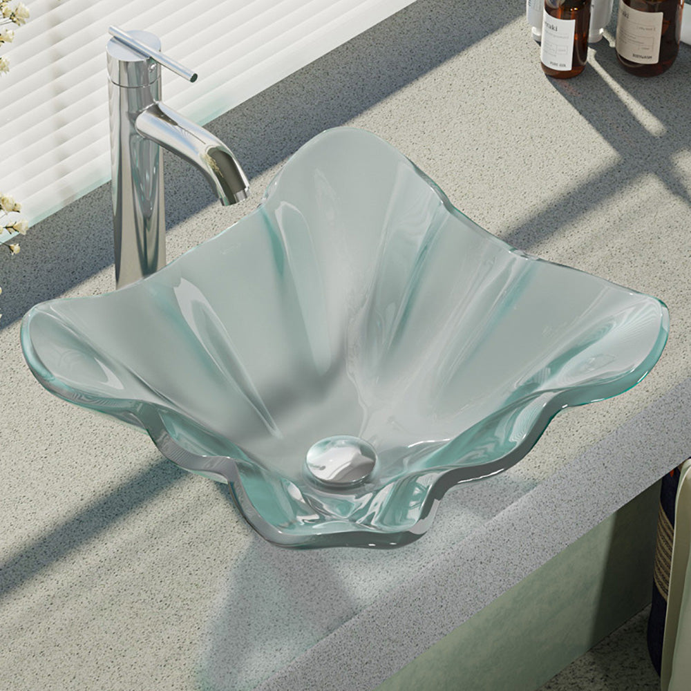 Alternate Image for Rene 17" Specialty Glass Bathroom Sink, Frosted, with Faucet, R5-5011-R9-7001-C