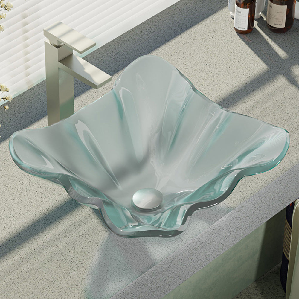 Alternate Image for Rene 17" Specialty Glass Bathroom Sink, Frosted, with Faucet, R5-5011-R9-7003-BN