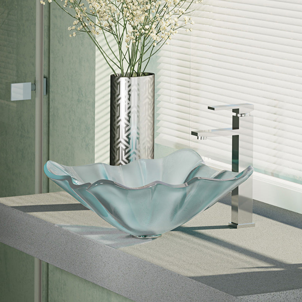 Alternate Image for Rene 17" Specialty Glass Bathroom Sink, Frosted, with Faucet, R5-5011-R9-7003-C