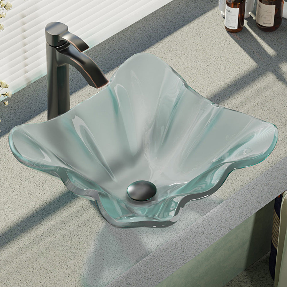 Alternate Image for Rene 17" Specialty Glass Bathroom Sink, Frosted, with Faucet, R5-5011-R9-7006-ABR