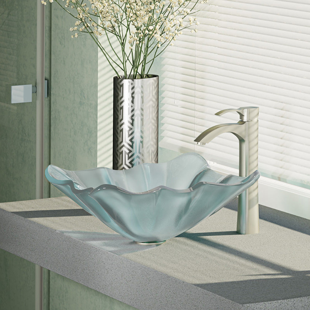 Alternate Image for Rene 17" Specialty Glass Bathroom Sink, Frosted, with Faucet, R5-5011-R9-7006-BN