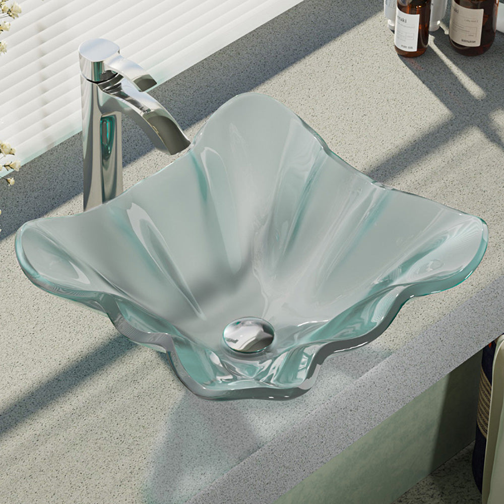 Alternate Image for Rene 17" Specialty Glass Bathroom Sink, Frosted, with Faucet, R5-5011-R9-7006-C