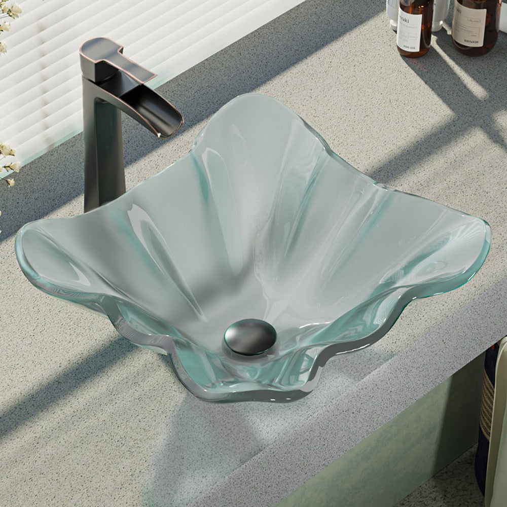 Alternate Image for Rene 17" Specialty Glass Bathroom Sink, Frosted, with Faucet, R5-5011-R9-7007-ABR