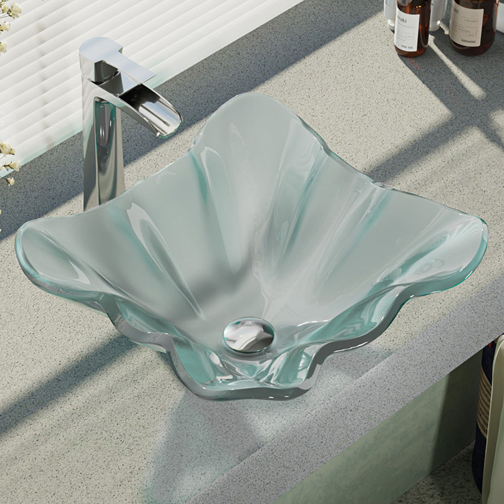 Alternate Image for Rene 17" Specialty Glass Bathroom Sink, Frosted, with Faucet, R5-5011-R9-7007-C