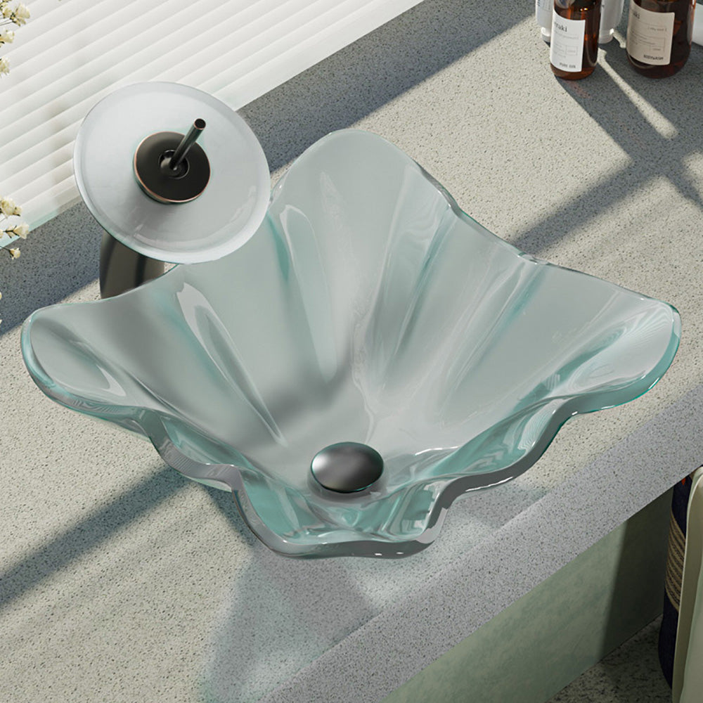 Alternate Image for Rene 17" Specialty Glass Bathroom Sink, Frosted, with Faucet, R5-5011-WF-ABR