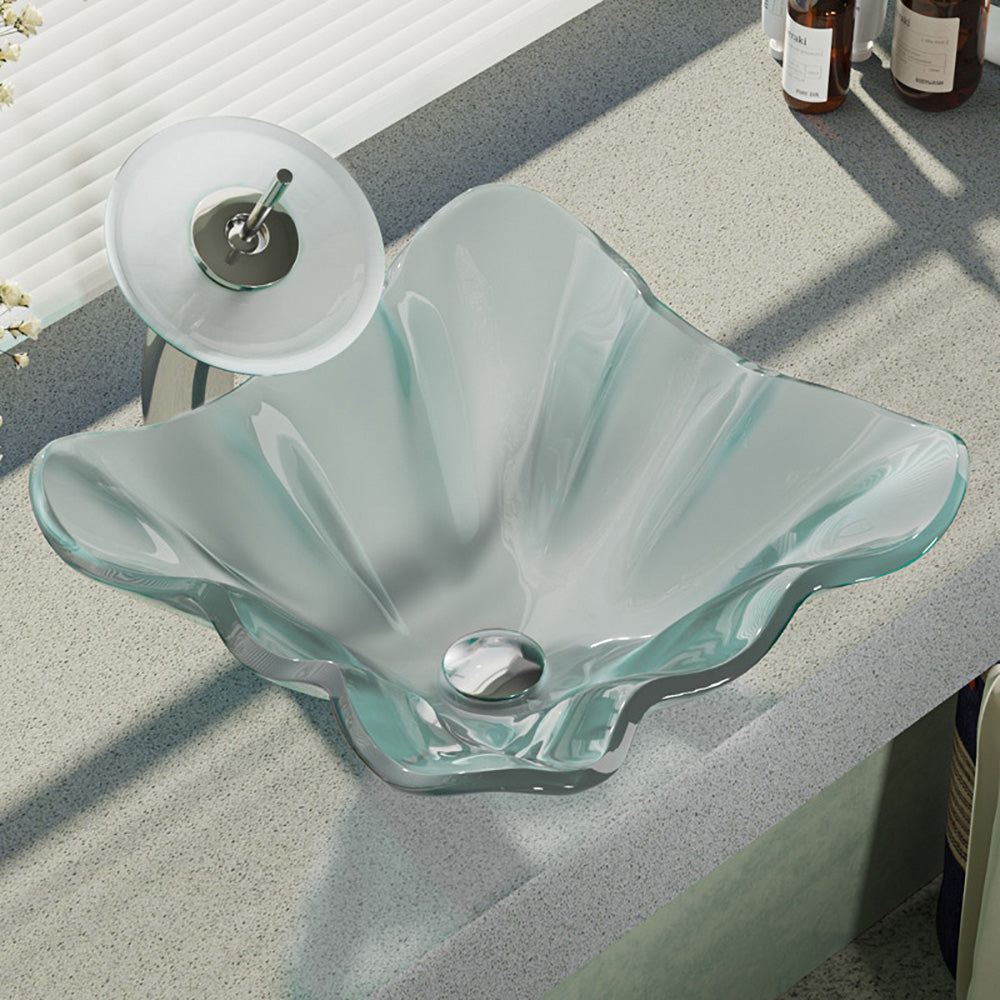 Alternate Image for Rene 17" Specialty Glass Bathroom Sink, Frosted, with Faucet, R5-5011-WF-C