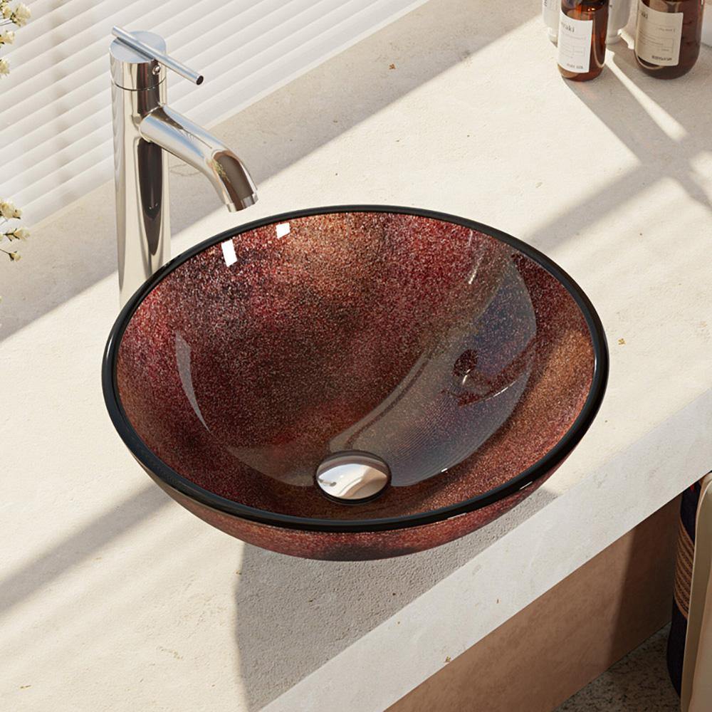 Alternate Image for Rene 17" Round Glass Bathroom Sink, Multi-Color, with Faucet, R5-5014-R9-7001-C