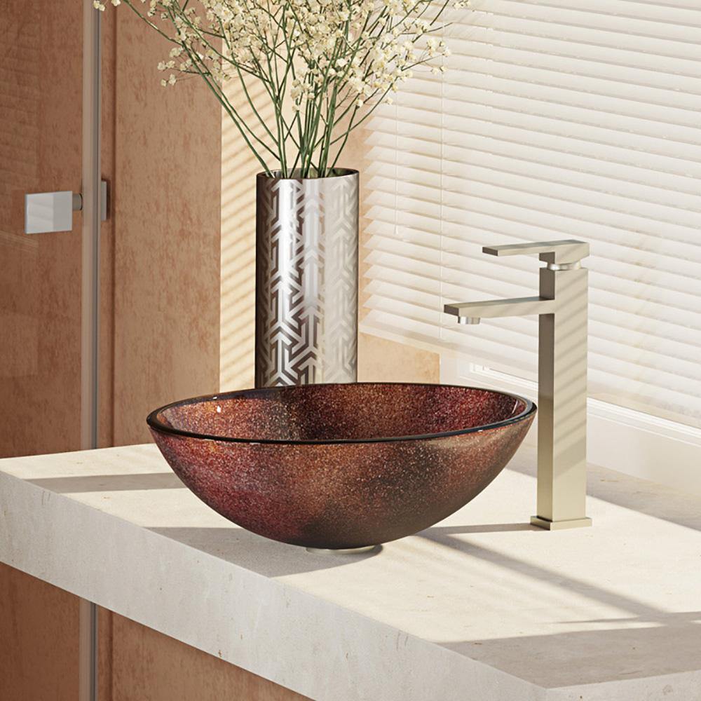Alternate Image for Rene 17" Round Glass Bathroom Sink, Multi-Color, with Faucet, R5-5014-R9-7003-BN