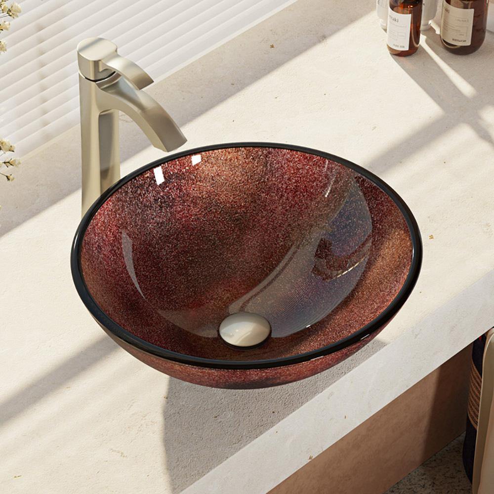 Alternate Image for Rene 17" Round Glass Bathroom Sink, Multi-Color, with Faucet, R5-5014-R9-7006-BN