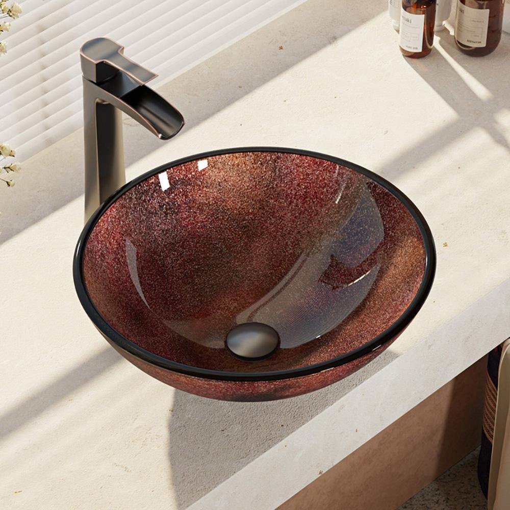 Alternate Image for Rene 17" Round Glass Bathroom Sink, Multi-Color, with Faucet, R5-5014-R9-7007-ABR