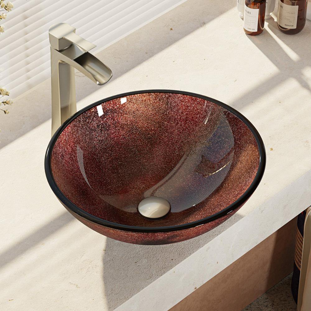 Alternate Image for Rene 17" Round Glass Bathroom Sink, Multi-Color, with Faucet, R5-5014-R9-7007-BN