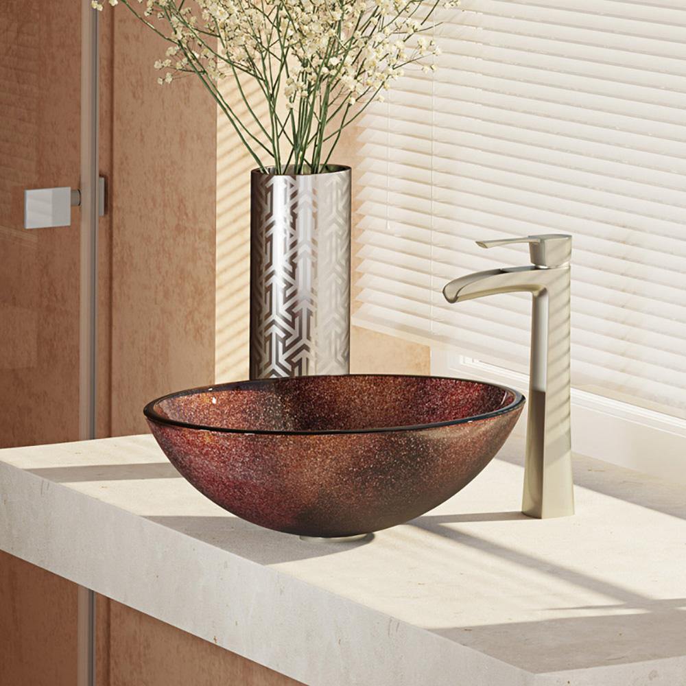 Alternate Image for Rene 17" Round Glass Bathroom Sink, Multi-Color, with Faucet, R5-5014-R9-7007-BN