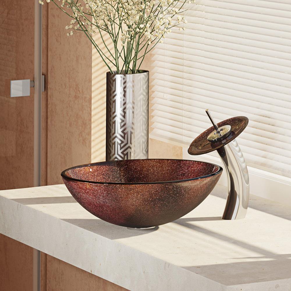 Alternate Image for Rene 17" Round Glass Bathroom Sink, Multi-Color, with Faucet, R5-5014-WF-C